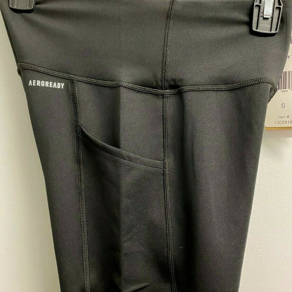 ADIDAS Women 7/8 Length 3-Stripe Active Tight High Waisted--Black - Picture 7 of 11